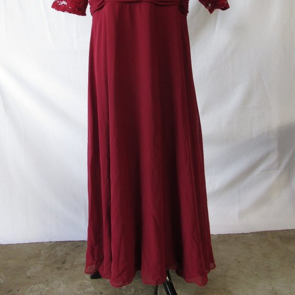 Cindy Collection Dresses Cindy Collection Burgundy Lace Sleeve